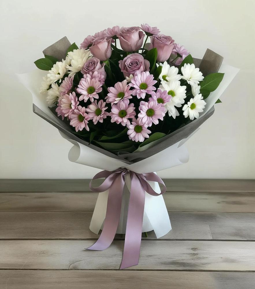 Букет цветов из: Хризантемы и Розы в Володарске