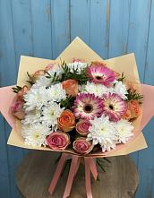 Букет цветов из:  Розы, Герберы и Хризантемы в Володарске