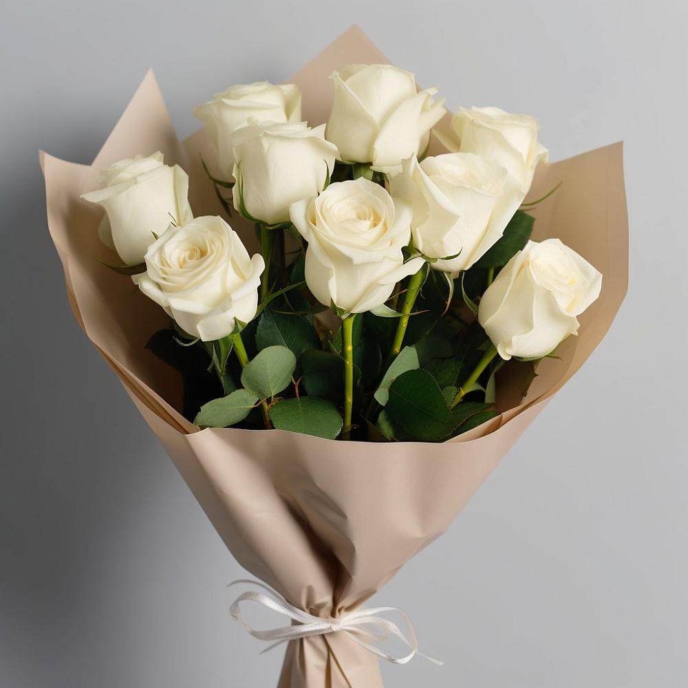 Букет 9 Белых роз Эдлесс Лав в Володарске