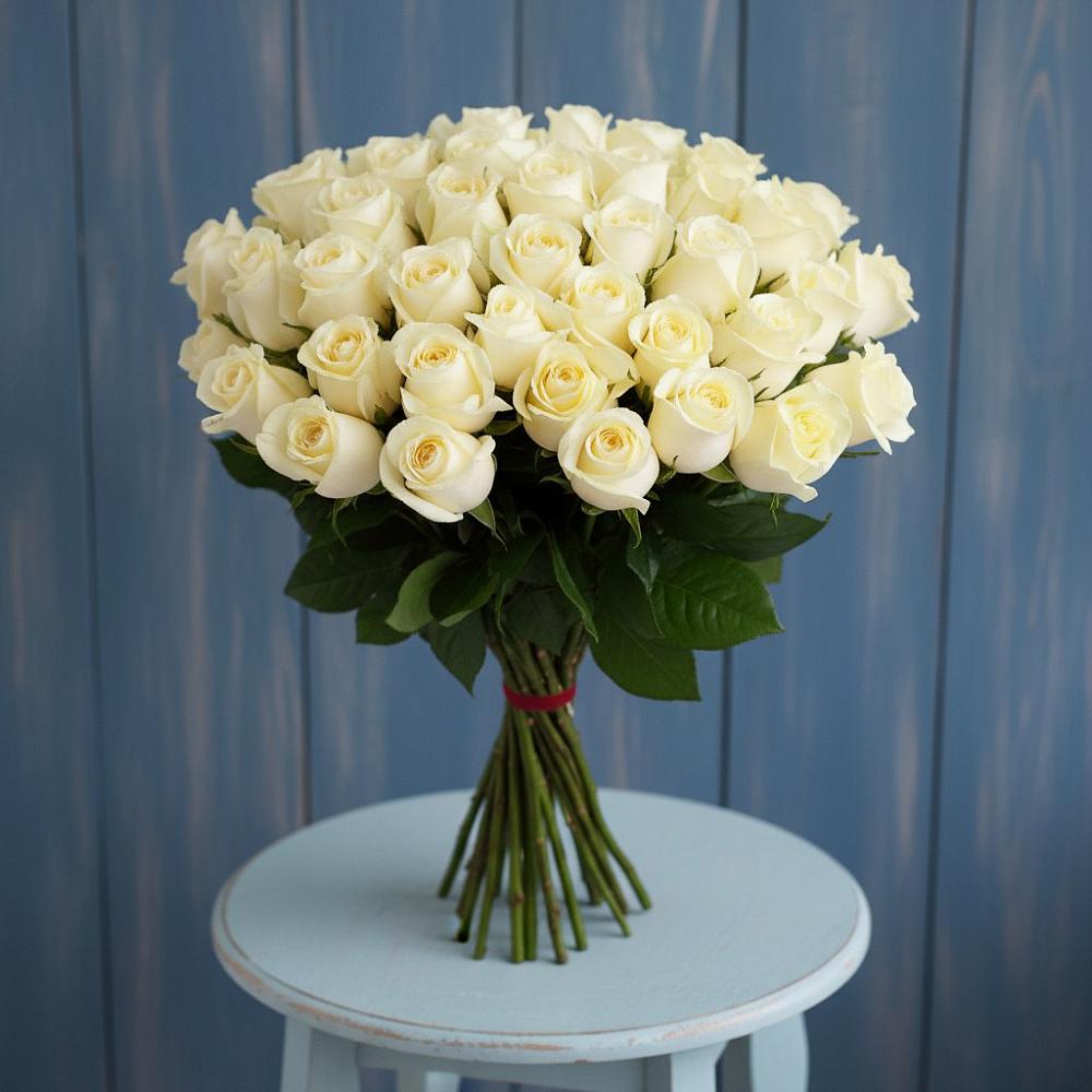 Букет 51 Белая роза Эдлесс Лав в Володарске