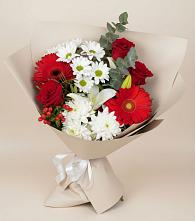 Букет цветов из:  Розы, Хризантемы, Герберы и Лилии в Володарске