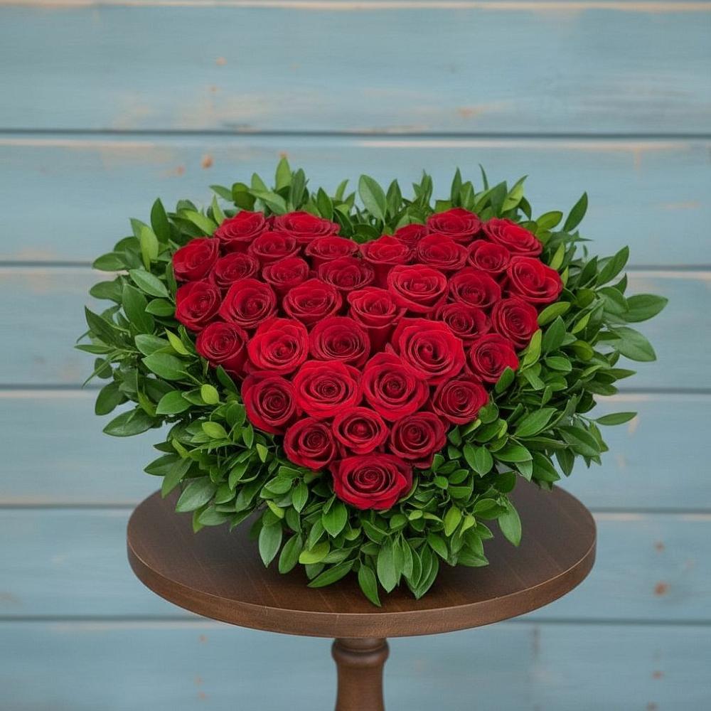 Цветочная композиция из Розы в виде сердца в Володарске