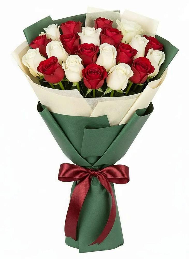 Букет Микс из красных и белых роз в Володарске