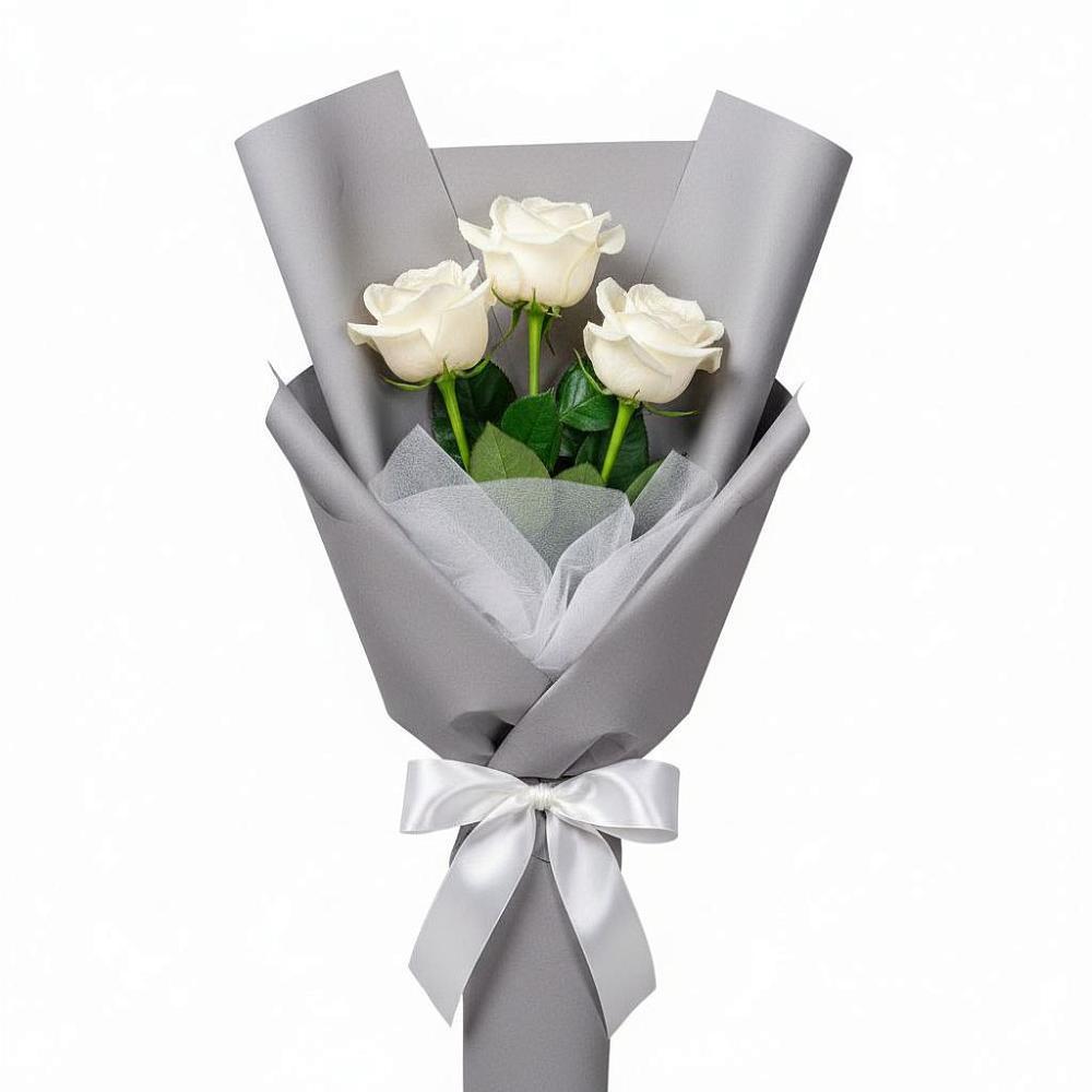 Букет 3 белые розы в Володарске
