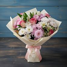 Букет цветов из:  Хризантемы, Альстромерии и Розы в Володарске