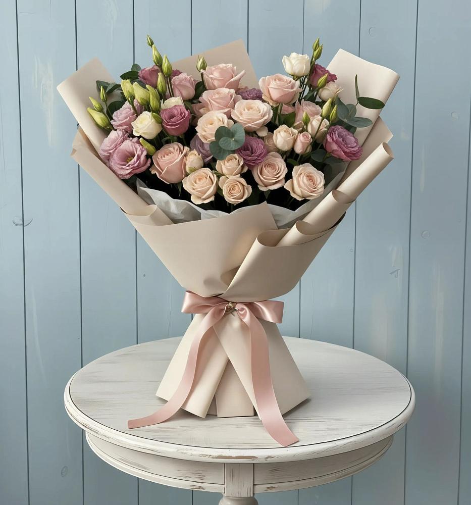 Букет цветов из: Розы и Лизиантусы в Володарске