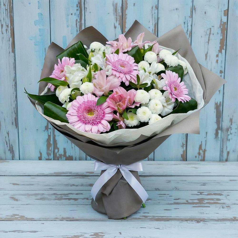 Букет цветов из: Герберы, Альстромерии и Хризантемы в Володарске