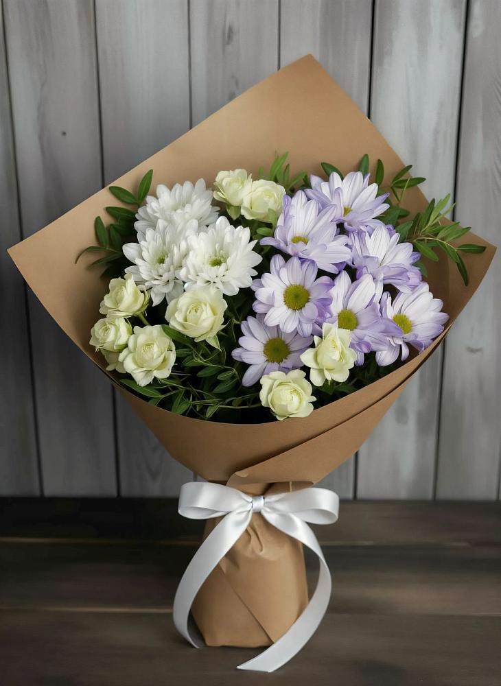 Букет цветов из: Хризантемы и Розы в Володарске
